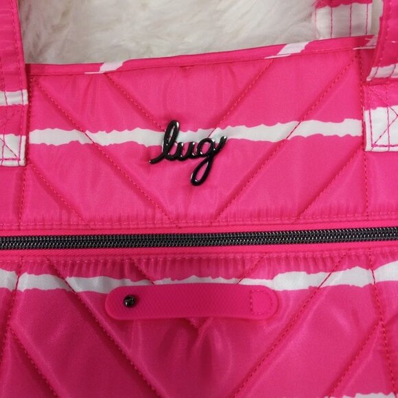 NWT Lug Paddle Tote Bag In Pink/White Stripe - Picture 6 of 14